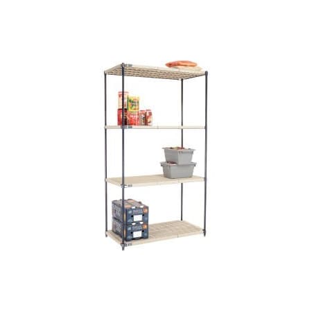 Global Equipment Nexel   , Nexelite reg  , 4 Tier, Vented Plastic Mat Shelving Unit, 48"W x 24"D x 86"H PM24488N